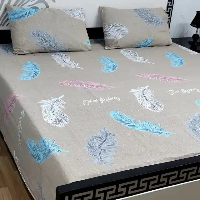 Printed Double Bed Sheet with Pillow Covers