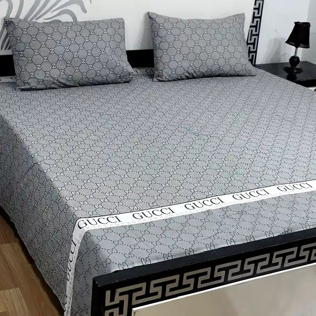 Elegant Printed Double Bed Sheet with Pillow Covers