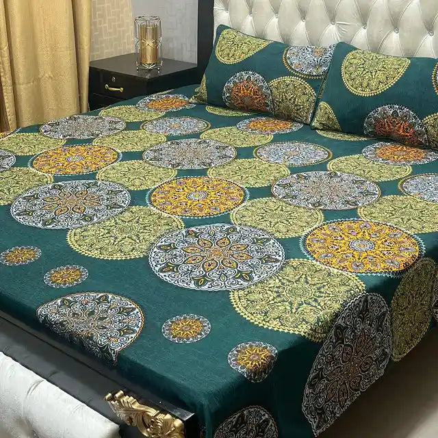 Printed Double Bed Sheet with Pillow Covers