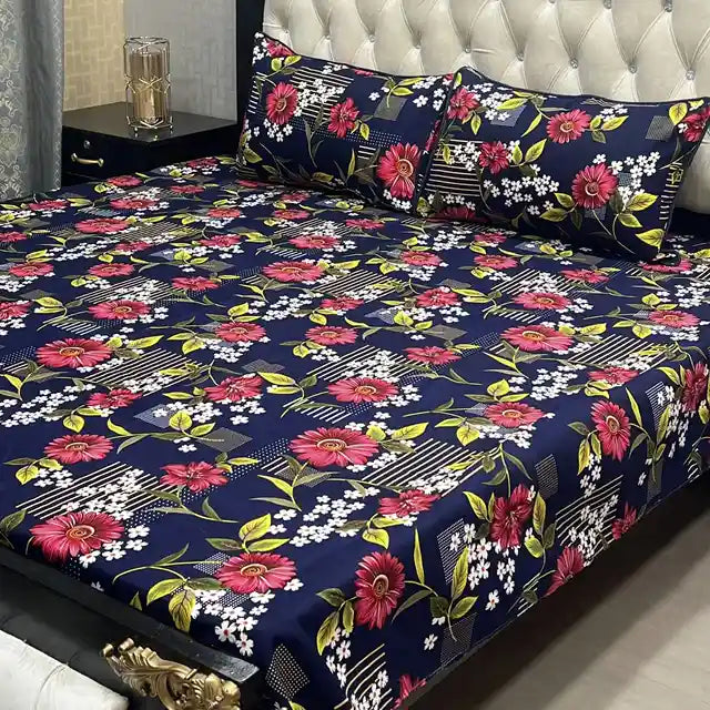 Printed Double Bed Sheet with Pillow Covers