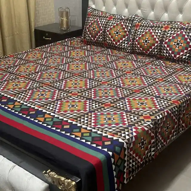 Printed Double Bed Sheet with Pillow Covers