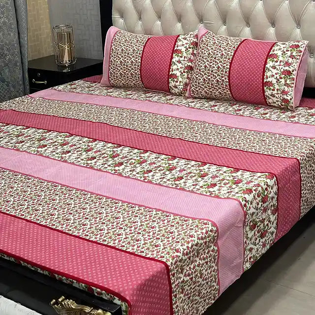 Printed Double Bed Sheet with Pillow Covers