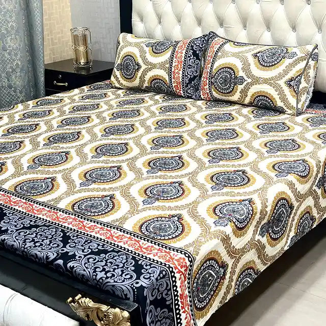 Printed Double Bed Sheet with Pillow Covers