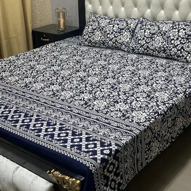 Printed Double Bed Sheet with Pillow Covers