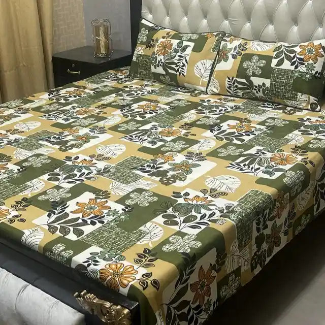 Printed Double Bed Sheet with Pillow Covers