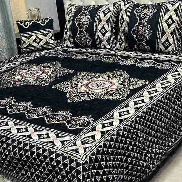 Luxury 4-Piece Velvet Jacquard Bedsheet